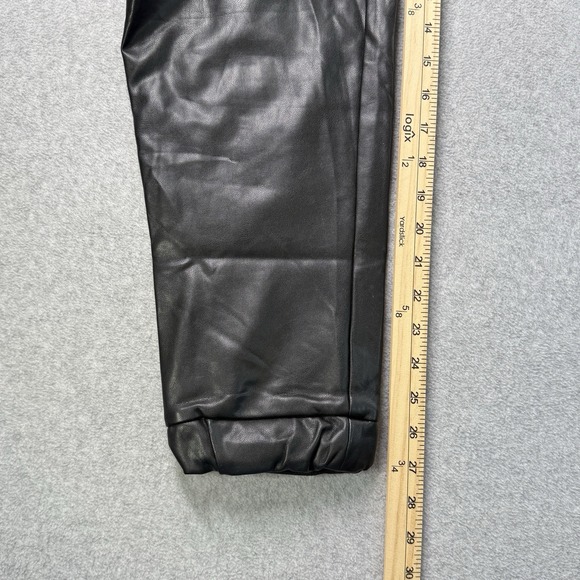 Abercrombie & Fitch Faux Leather Joggers Pants Black‎ Size M Drawstring Waist - Picture 5 of 11